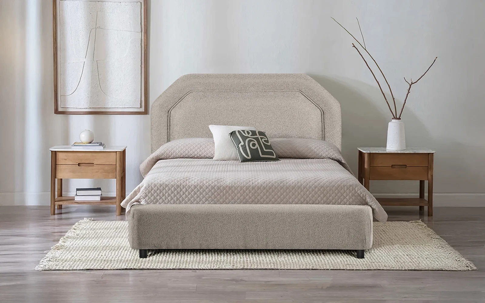 Al Saad Home Fantasy Jacquard Bed ( 140 x 200 ) - Queen L.Beige Brown