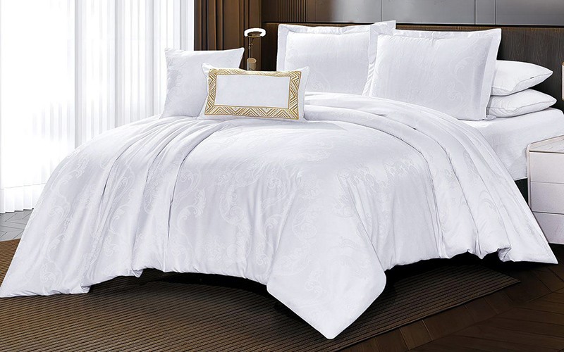 Sansiro Jacquard Comforter Bedding Set 8 PCS - King White