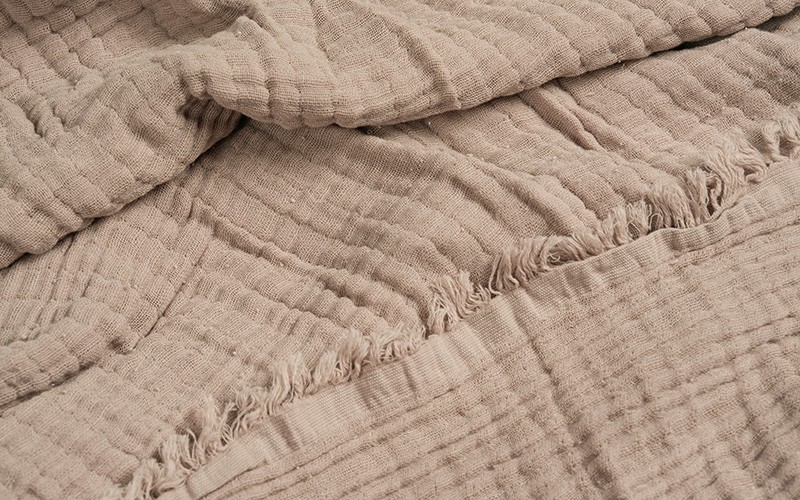 Merlin Embroidered Cotton Duvet Cover Bedding Set Without Filling with Linen Throw  8 PCS - King White & Beige