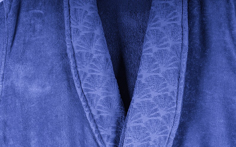 Al Saad Home Unisex Cotton Luxury Plain Bathrobe 1 PC - Blue