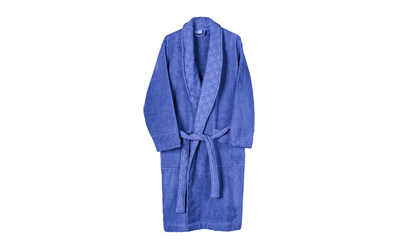 Al Saad Home Unisex Cotton Luxury Plain Bathrobe 1 PC - Blue