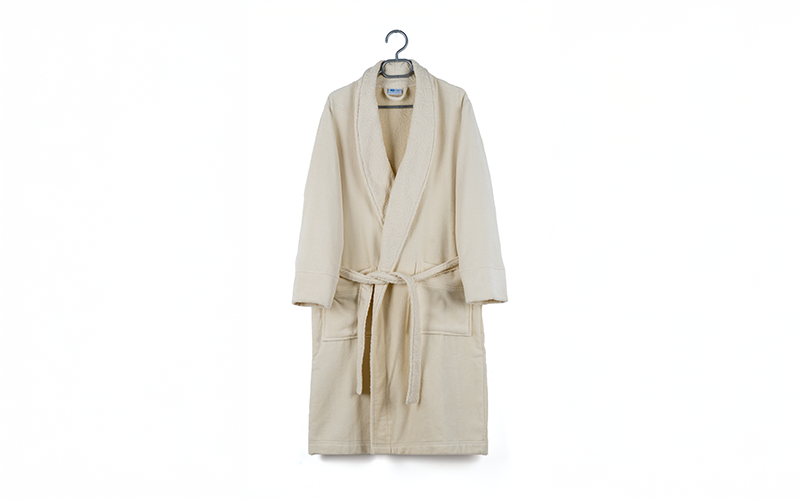Al Saad Home Cotton Luxury Plain Bathrobe 1 PC - Cream 