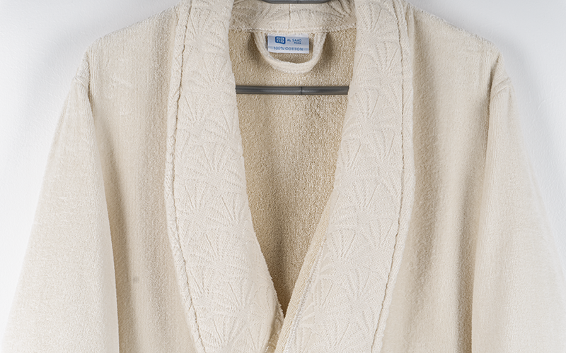 Al Saad Home Cotton Luxury Plain Bathrobe 1 PC - Cream 
