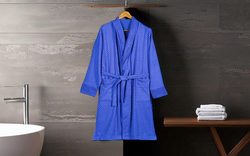 Al Saad Home Cotton Luxury Hotel Bathrobe 1 PC - Blue ( L / XL )