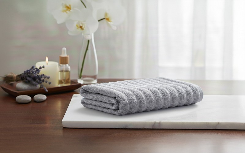 AL Saad Home Cotton Stripe Towel ( 50 x 100 ) - Grey