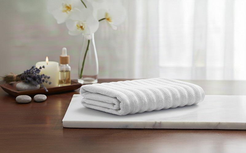 AL Saad Home Cotton Stripe Towel ( 50 x 100 ) - Off White