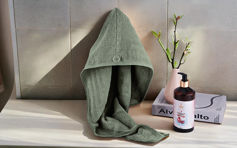 Al Saad Home Cotton Hair Towel 1 PC - Green