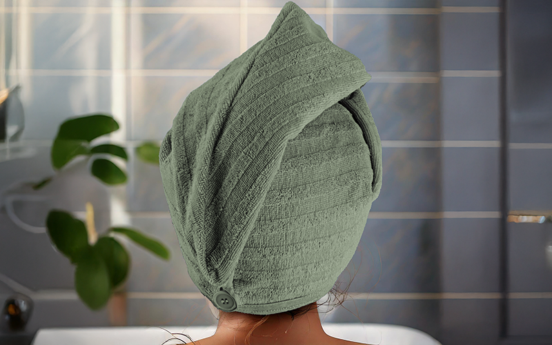 Al Saad Home Cotton Hair Towel 1 PC - Green