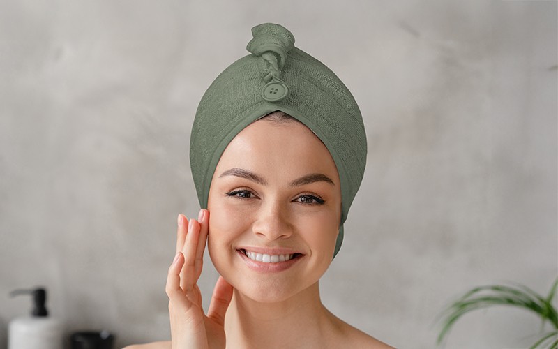 Al Saad Home Cotton Hair Towel 1 PC - Green