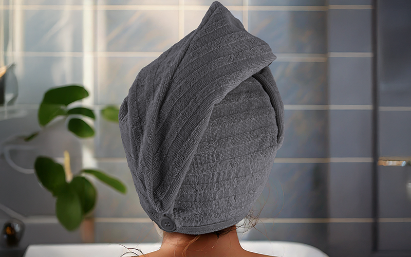 Al Saad Home Cotton Hair Towel 1 PC - Grey