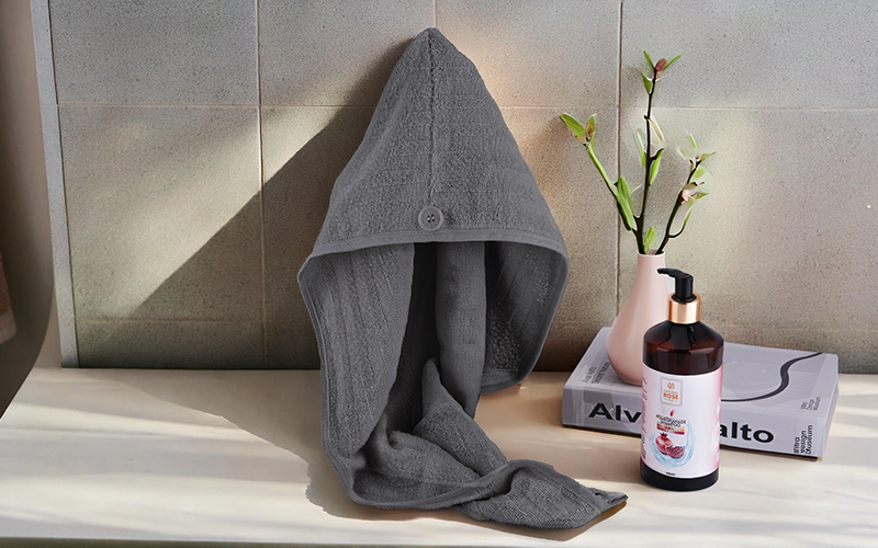Al Saad Home Cotton Hair Towel 1 PC - Grey