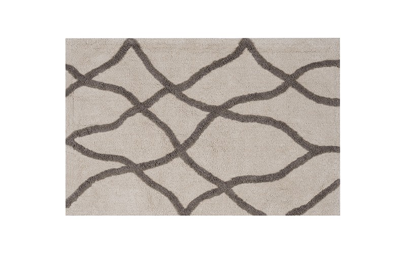 AL Saad Home Cotton Printed Bath mat 1 PC - Cream & Grey 