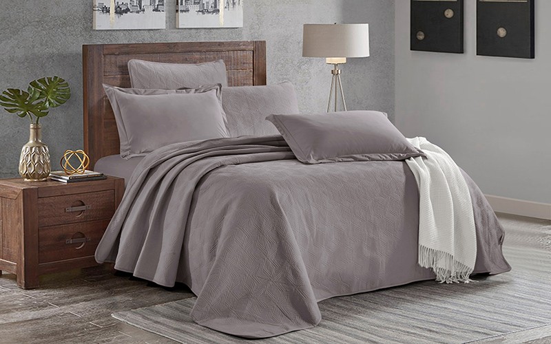 Rosa Bedspread Bedding Set 6 PCS - King Grey