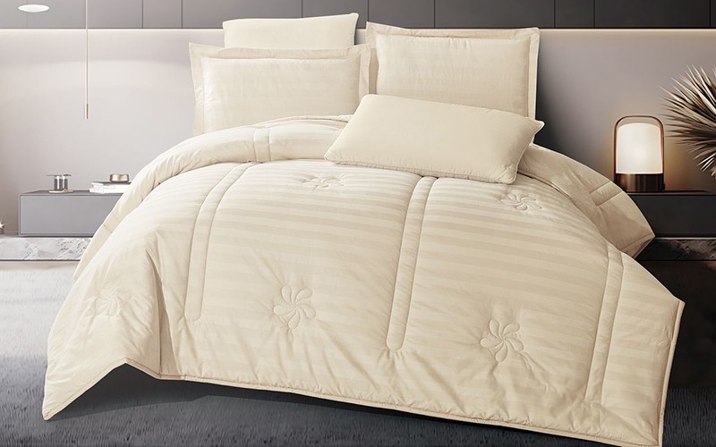 Wilson Stripe Cotton Comforter Bedding Set 4 Pcs - Single L.Beige