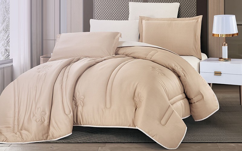 Jomana Comforter Bedding Set 4 PCS - Single L.Brown