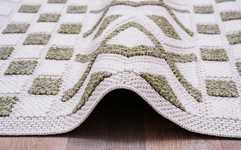 Summer Premium Carpet - ( 120 x 180 ) cm Off White & Green
