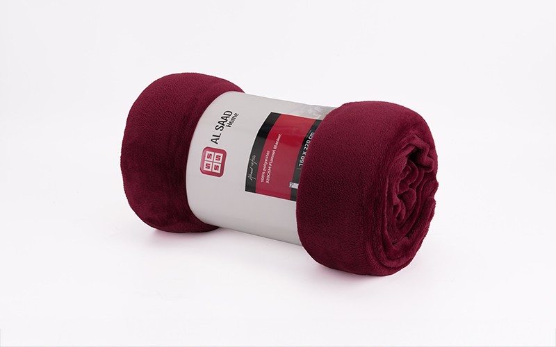 Al Saad Home Flannel Blanket 1 PC - Single Burgandy
