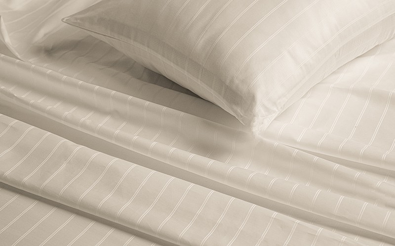 Al Saad Home Stripe Bedsheet Set 3 PCS - King Beige ( 300 TC )