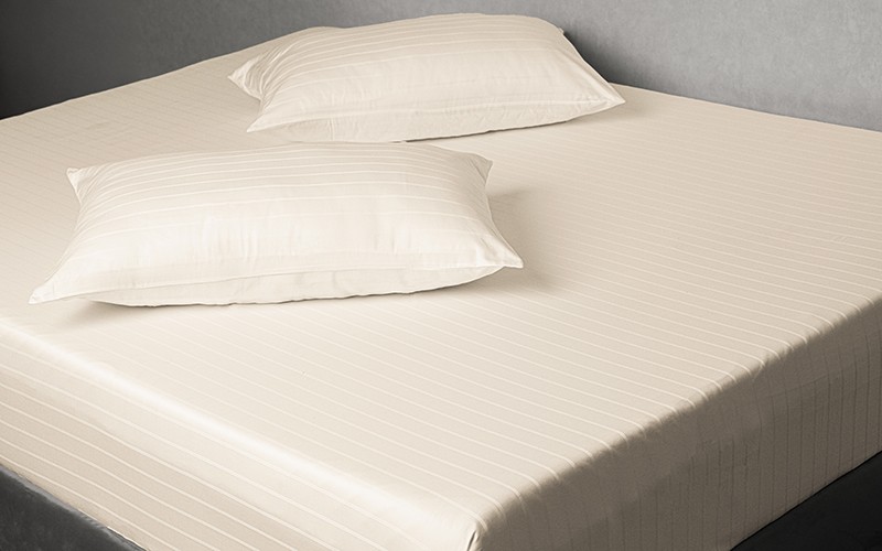 Al Saad Home Stripe Bedsheet Set 3 PCS - King Cream ( 300 TC )