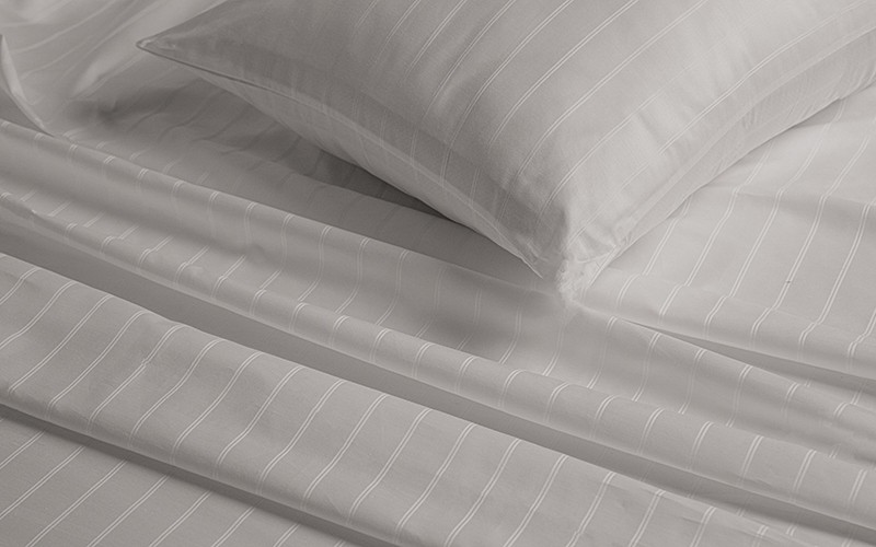 Al Saad Home Stripe Bedsheet Set 3 PCS - King L.Grey ( 300 TC )