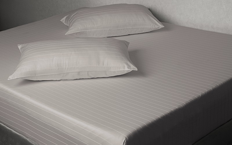 Al Saad Home Stripe Bedsheet Set 3 PCS - King L.Grey ( 300 TC )
