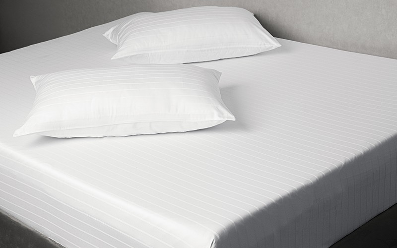 Al Saad Home Stripe Bedsheet Set 3 PCS - King White ( 300 TC )