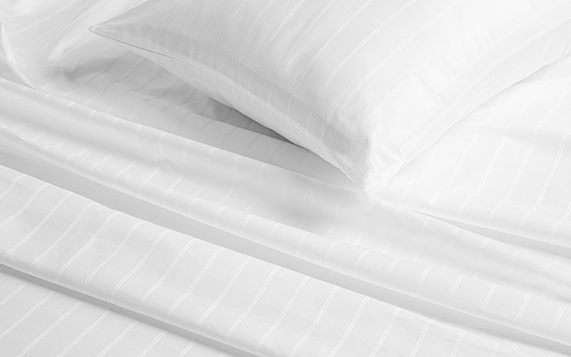Al Saad Home Stripe Bedsheet Set 3 PCS - King White ( 300 TC )