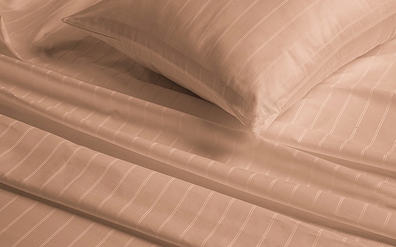 Al Saad Home Stripe Bedsheet Set 3 PCS - Queen Mocha ( 300 TC )