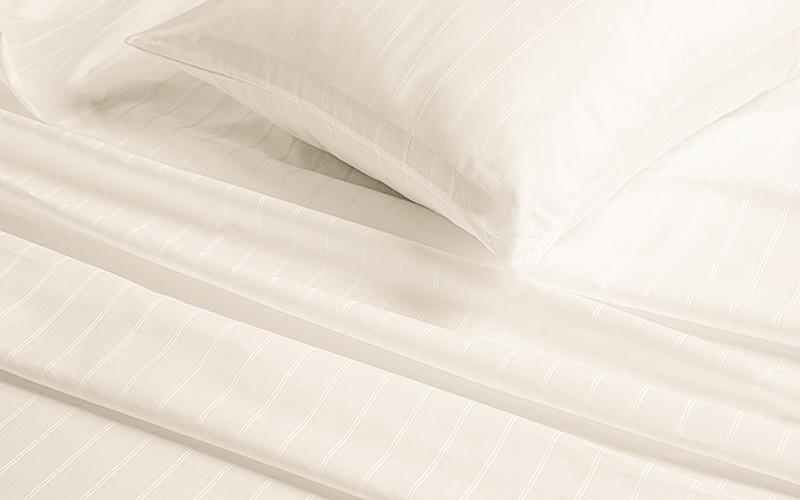Al Saad Home Stripe Bedsheet Set 3 PCS - Queen Cream ( 300 TC )