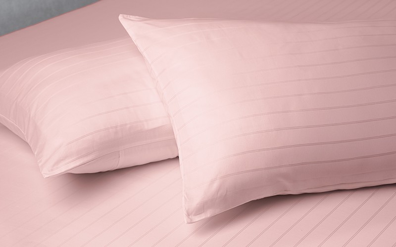 Al Saad Home Stripe Bedsheet Set 3 PCS - Queen Pink ( 300 TC )