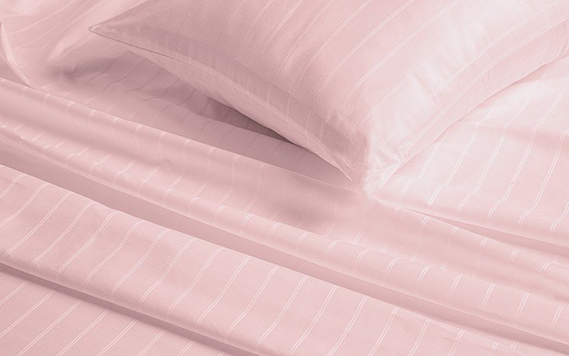 Al Saad Home Stripe Bedsheet Set 3 PCS - Queen Pink ( 300 TC )