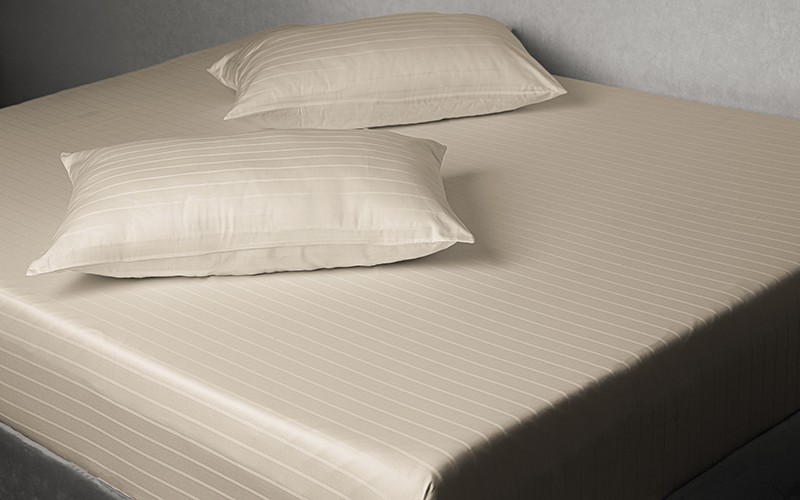 Al Saad Home Stripe Bedsheet Set 2 PCS - Single Beige ( 300 TC )
