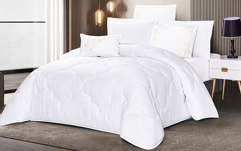 Jolly Hotel Stripe Comforter Bedding Set 7 PCS - King  White