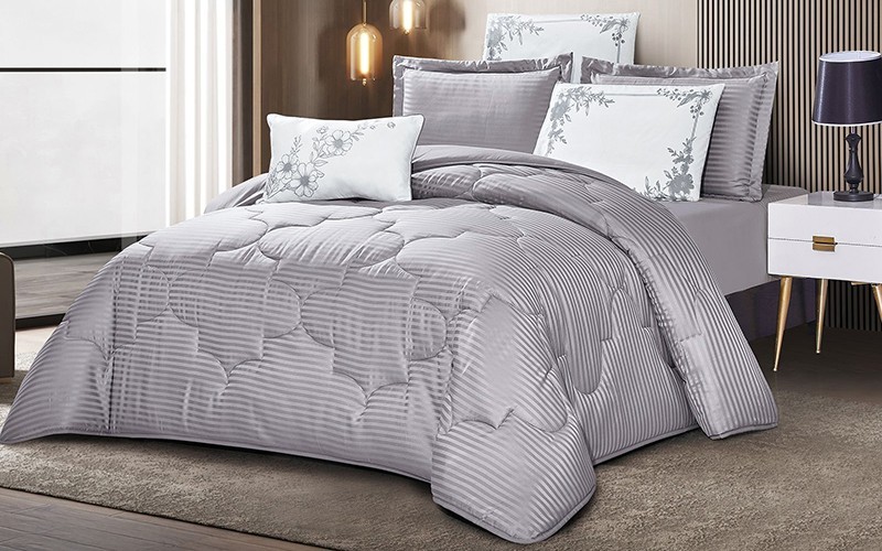 Jolly Stripe Comforter Bedding Set 4 PCS - Single Grey