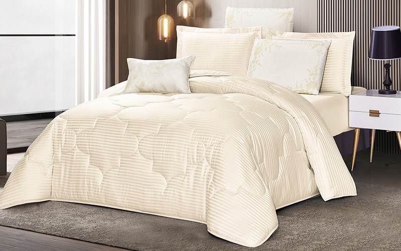 Jolly Stripe Comforter Bedding Set 4 PCS - Single Cream