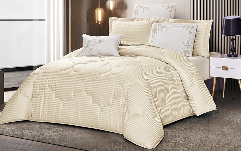 Jolly Stripe Comforter Bedding Set 4 PCS - Single Beige