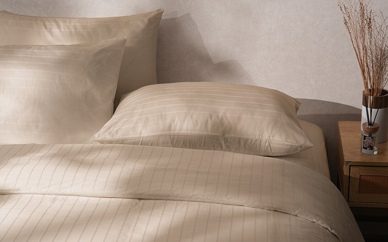 Al Saad Home Cotton Stripe Duvet Cover Set Without Filling ( 300 TC ) 6 PCS - King Brown