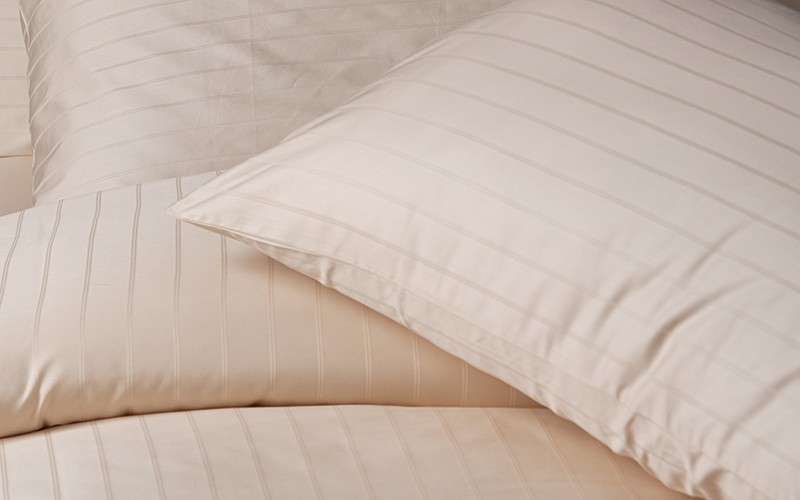 Al Saad Home Cotton Stripe Duvet Cover Set Without Filling ( 300 TC ) 6 PCS - King Cream