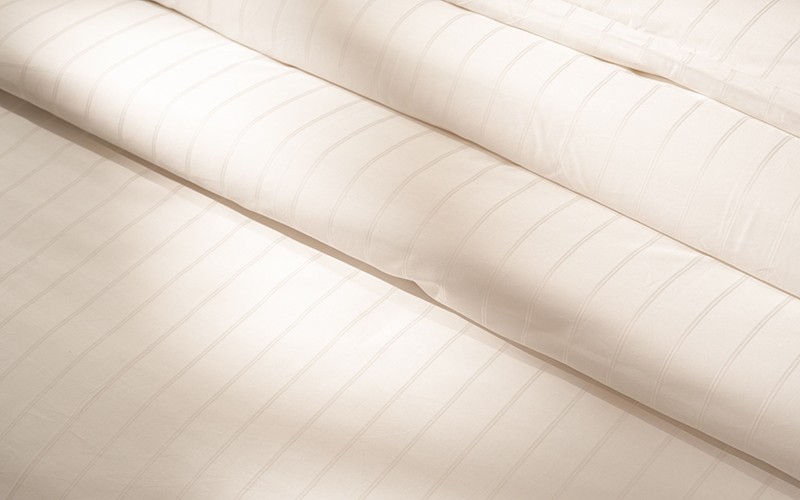 Al Saad Home Cotton Stripe Duvet Cover Set Without Filling ( 300 TC ) 6 PCS - King Cream