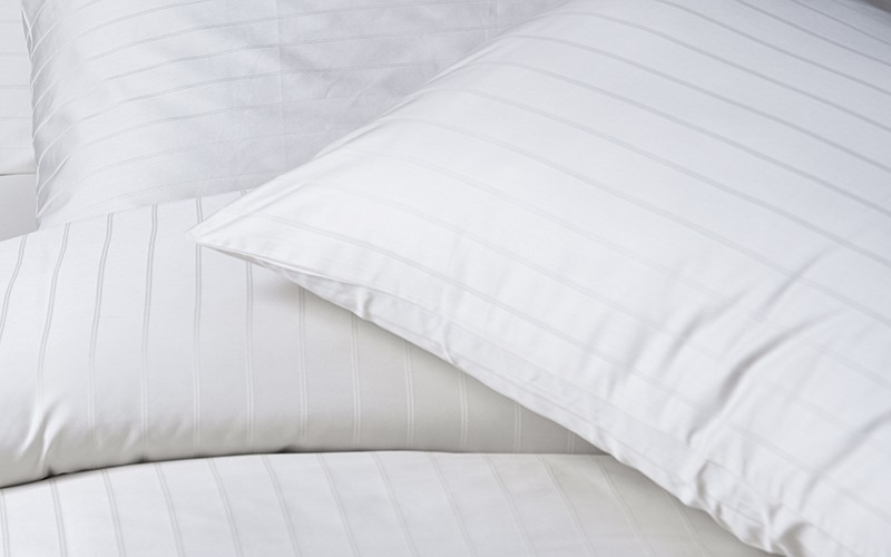 Al Saad Home Cotton Stripe Duvet Cover Set Without Filling ( 300 TC ) 6 PCS - King Off White