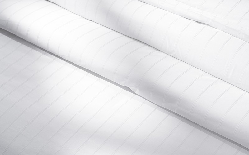 Al Saad Home Cotton Stripe Duvet Cover Set Without Filling ( 300 TC ) 6 PCS - King Off White