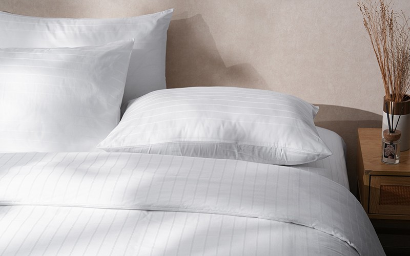 Al Saad Home Cotton Stripe Duvet Cover Set Without Filling ( 400 TC ) 6 PCS - King Off Whie
