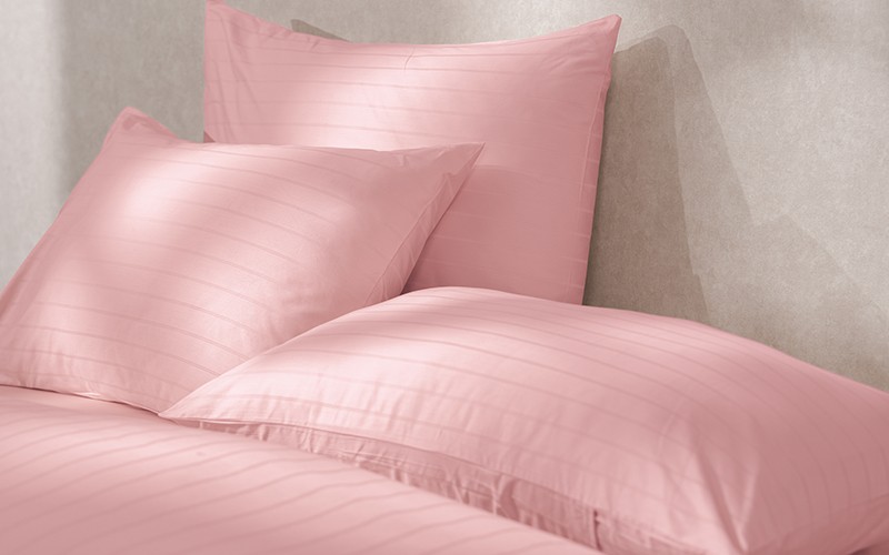 Al Saad Home Cotton Stripe Duvet Cover Set Without Filling ( 400 TC ) 6 PCS - King Pink