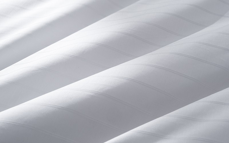 Al Saad Home Cotton Stripe Duvet Cover Set Without Filling ( 400 TC ) 6 PCS - King White