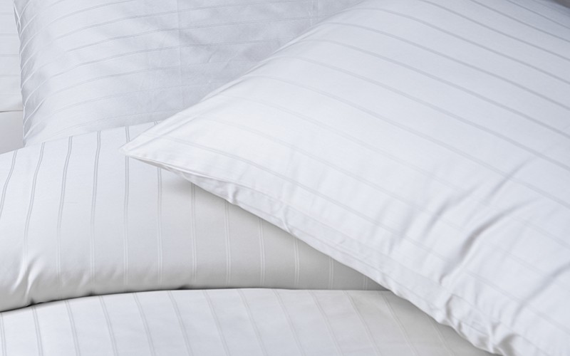 Al Saad Home Cotton Stripe Duvet Cover Set Without Filling ( 400 TC ) 6 PCS - King White