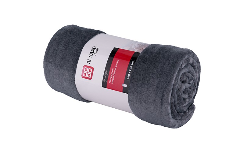 Al Saad Home Flannel Blanket 1 PC - Single D.Grey