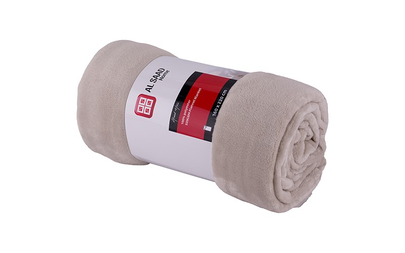 Al Saad Home Flannel Blanket 1 PC - Single Beige