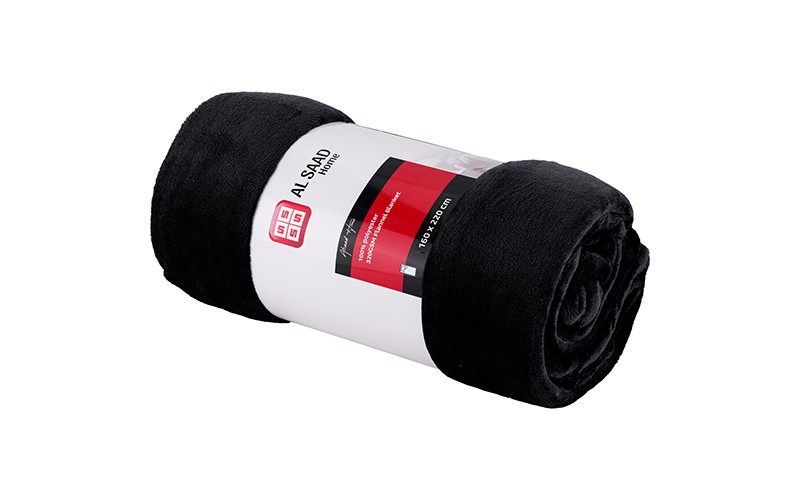Al Saad Home Flannel Blanket 1 PC - Single Black