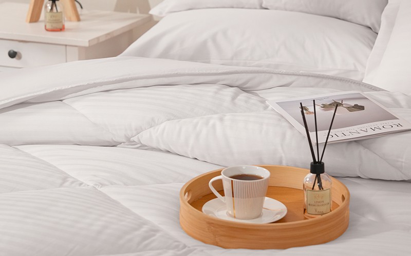 Al Saad Home Stripe Cotton Comforter Bedding Set 6 PCS - King L.Beige