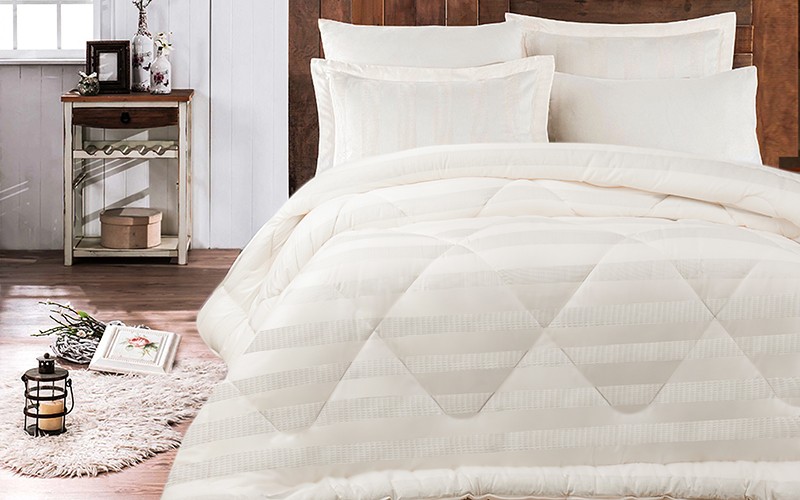 Al Saad Home Wafel Cotton Comforter Set 4 PCS - Single L.Cream